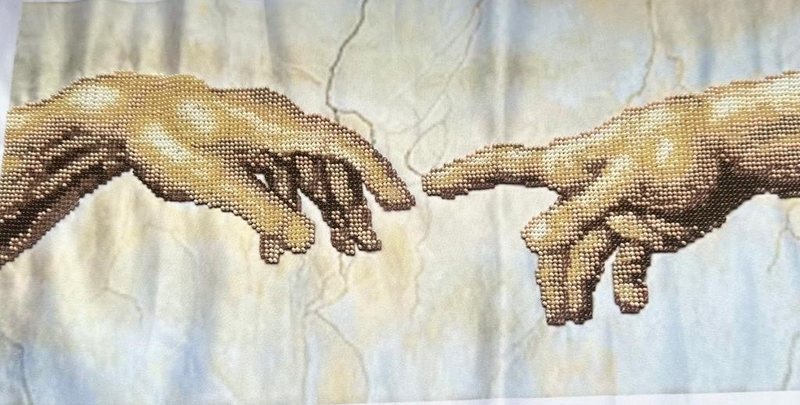 The Divine, quadro ricamato con perline